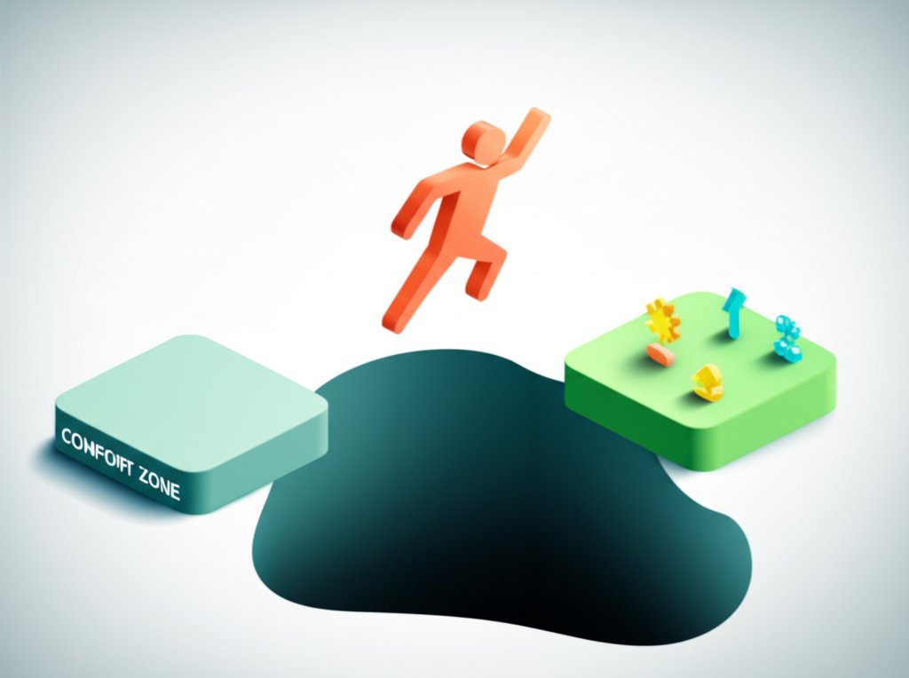 Leap of faith for a fulfilling life and personal growth.