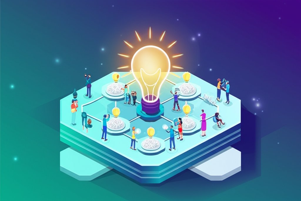 Team collaboration ignites collective genius, forming a brilliant innovation ecosystem.